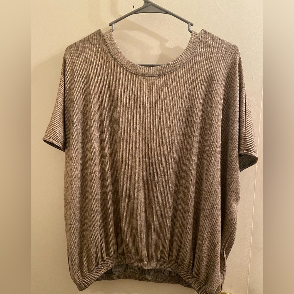 Forever 21 size medium gold shimmer batwing sleeve cinched waist blouse.